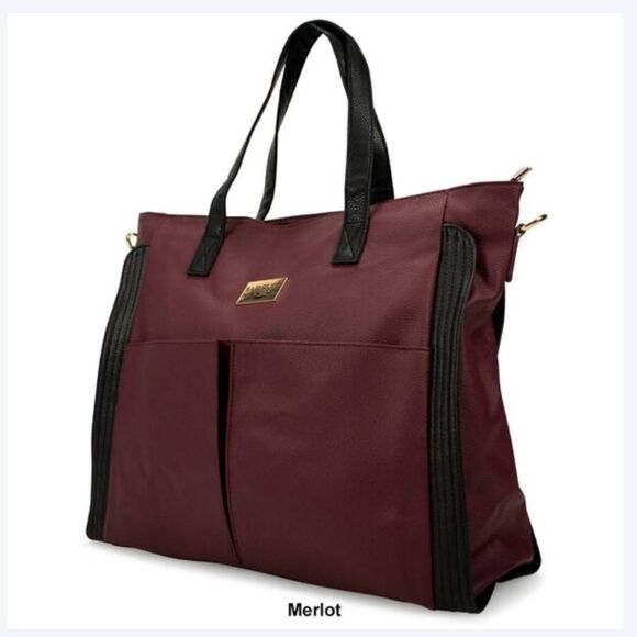 Badgley Mischka Rose XL Vegan Leather Travel Tote Weekender Bag - Picture 8 of 16